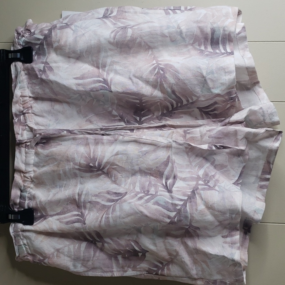 Cloth & Stone Palm Print High Rise Drawstring Elstatic Waist Linen Shorts Large - Picture 6 of 7